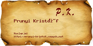 Prunyi Kristóf névjegykártya